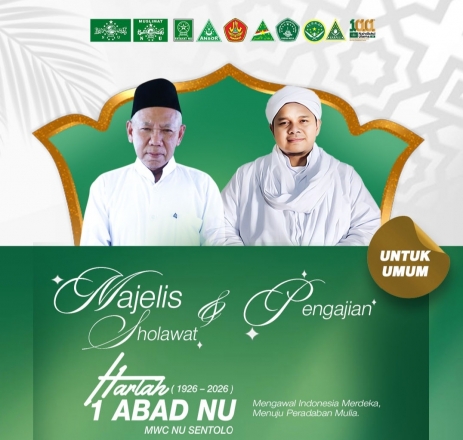 menyongsong harlah 1 abad nu, pengurus mwc nu sentolo ahad 1 februari 2026 menggelar pengajian dan solawat.